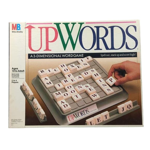 Upwords Board Game Milton Bradley Vintage COLLECTIBLE 1988 Complete 8x8 grid - Picture 1 of 4
